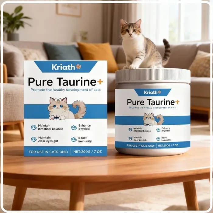 Poudre de Taurine pour chats : Santé cardiaque et visuelle, bien-être quotidien, doux pour les estom