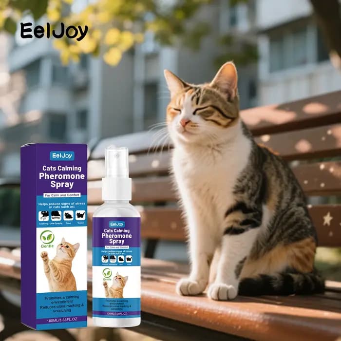Spray apaisant aux phéromones pour chats : Réduit l'anxiété et le stress, calme et prévient les grif