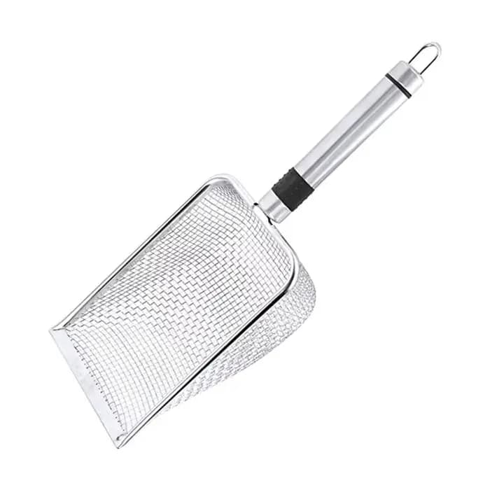 Pelle à litière pour chat en acier inoxydable, poignée durable, facile à nettoyer, conception anti-o