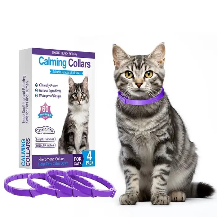 Colliers apaisants pour chats, 4 pièces, longue durée (60 jours), à la phéromone, pour le voyage et 