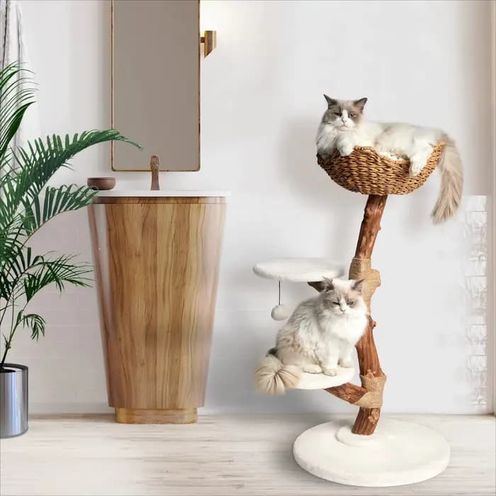 Tour d'arbre à chat de luxe, nouveau design d'usine, branche réelle en bois, Condo de luxe, arbre à 
