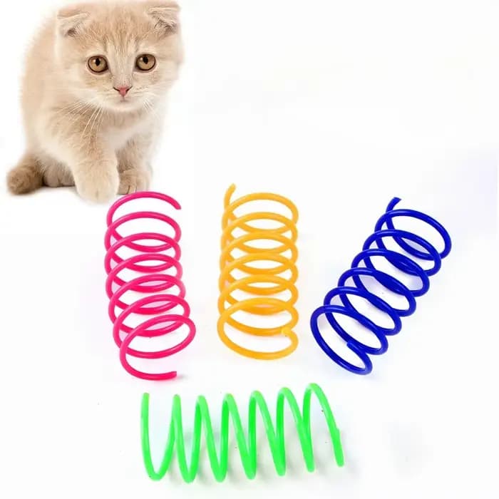 Lot de 4 jouets à ressort pour chat, jouets spirales interactifs pour chats d'intérieur, ressorts en