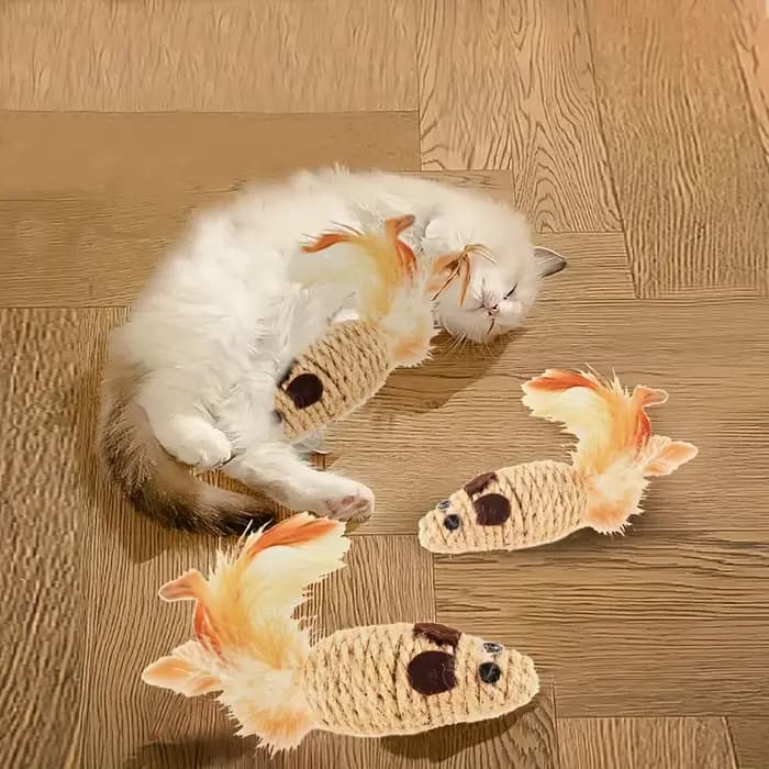 Fausse souris en peluche en sisal pour chat, jouet de simulation coule pour chaton, jouets auto-joua