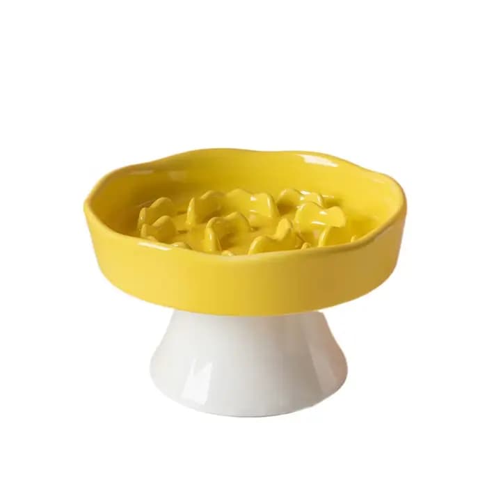 Bol à nourriture lente pour chat en céramique, mignon, multi-usages, bac à nourriture pour chien, an