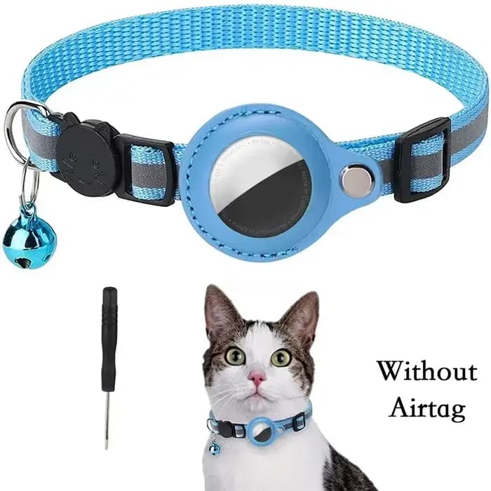 Collier anti-perte pour chat avec étui de protection pour Airtag GPS Tracker, clochette et éléments 