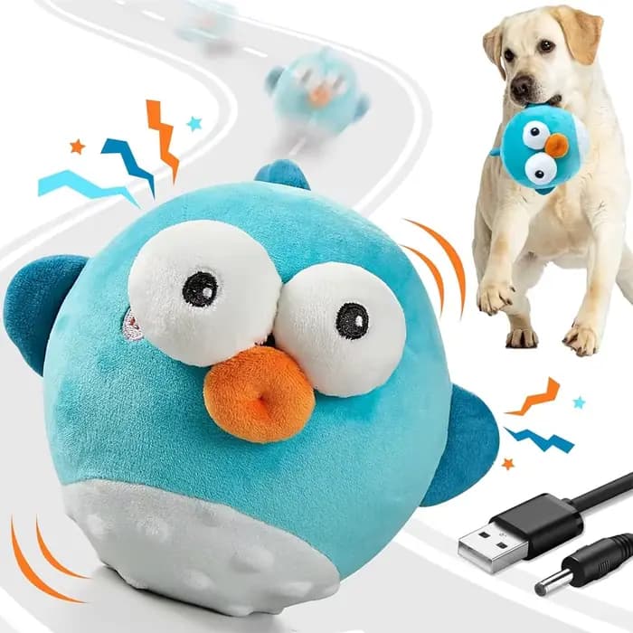 Jouet pour chien et chat, jouet interactif à mâcher froissé Rechargeable avec balle mobile de musiqu