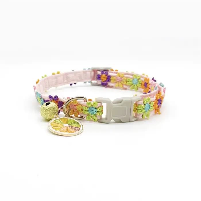 Collier pour animaux de compagnie, collier pour chat en dentelle colorée avec fleur, accessoires pou
