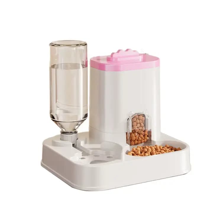 Distributeur de nourriture pour chat 2 en 1 grande capacité, détachable avec fontaine à eau, bol pou