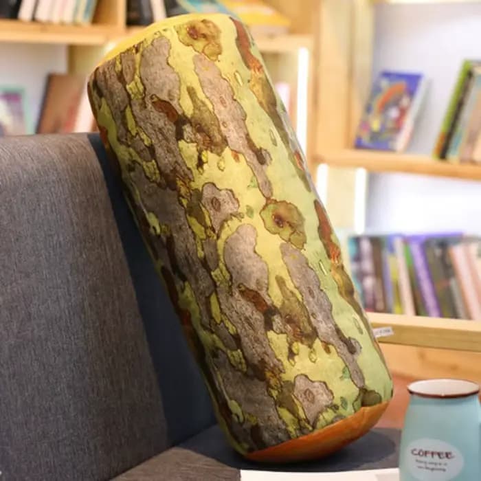Coussin de coffre d'arbre 3D amusant, Design en bois naturel, coussin de chaise doux en forme de cyl