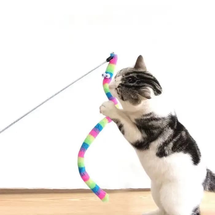 Jouet pour animaux de compagnie, chenille douce de dessin animé, bâton pour taquiner les chats, joue