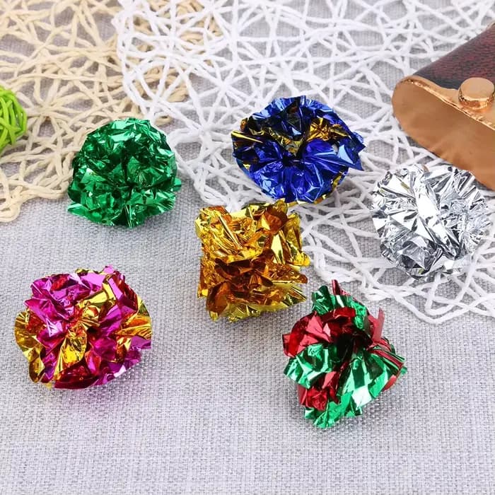 Paquet de 24/12 boules froissées colorées, jouet en papier étain sonore pour chat, poupées de vocali