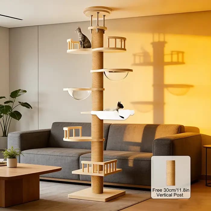Arbre à chat multi-niveaux avec condo et perchoir, capsule spatiale, hamac - Cadre d'escalade pour c