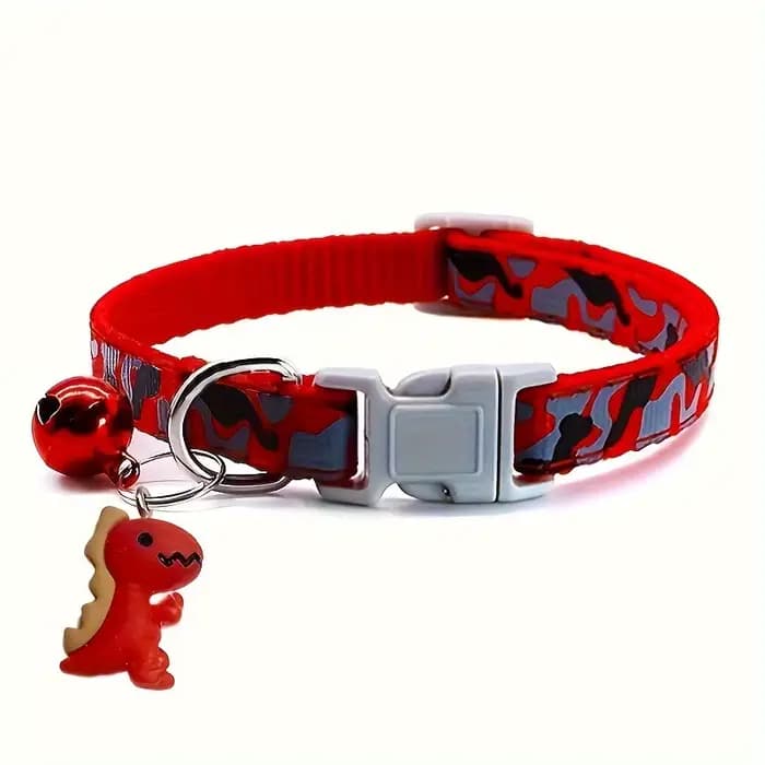Collier réglable pour animaux de compagnie, camouflage léopard, rembourré et doux, avec clochette, m
