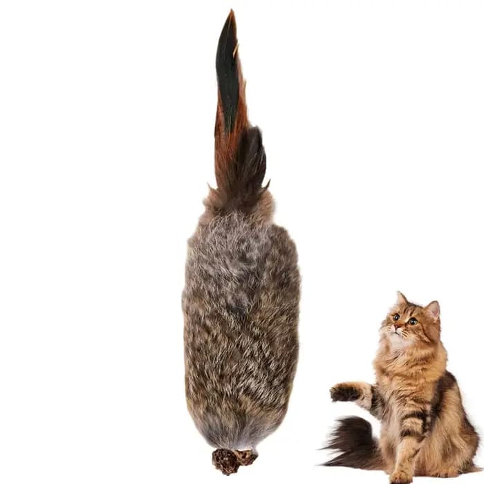 Jouet pour chat en fausse fourrure de lapin, jouet de chasse réaliste en peluche pour l'entraînement