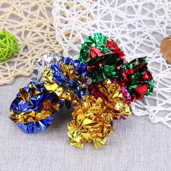 Paquet de 24/12 boules froissées colorées, jouet en papier étain sonore pour chat, poupées de vocali
