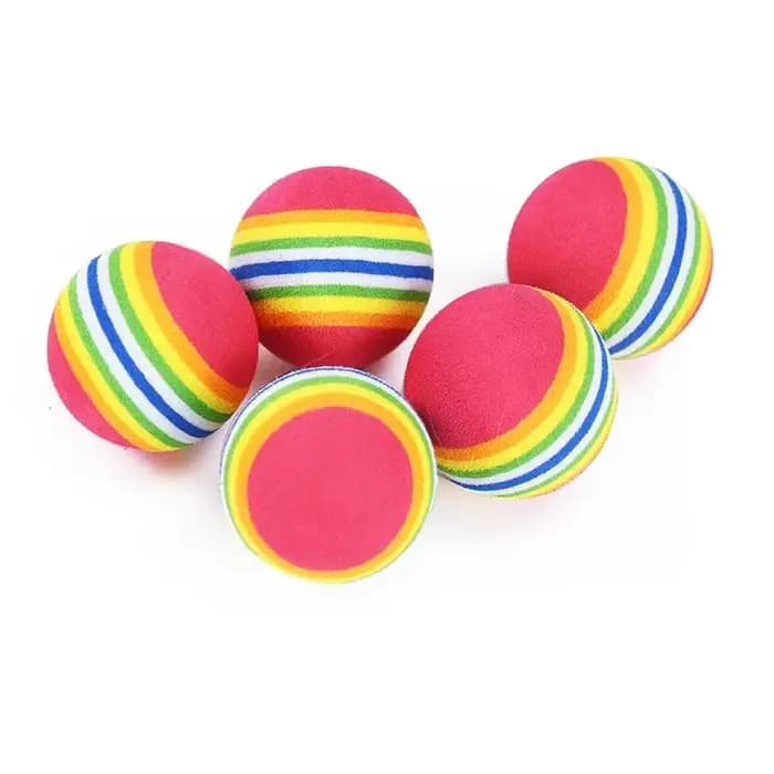 5 pièces/10 pièces arc-en-ciel chat jouets balle interactive chat chien jouer à mâcher hochet balle 