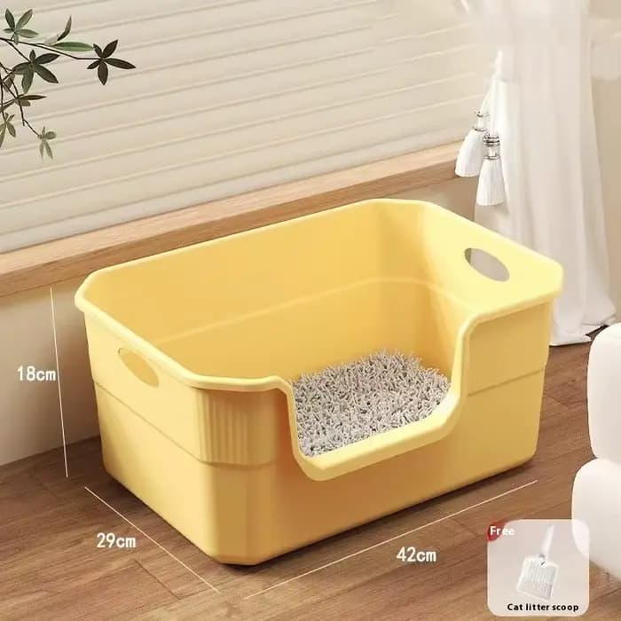 Litière pour chat extra large en promotion ; Conception semi-fermée et ouverte, toilette pour chat a