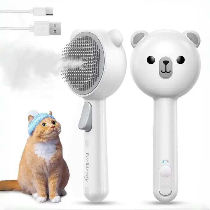 Brosse à vapeur pour chat Pro, étanche, Rechargeable, autonettoyante, toilettage pour animaux de com