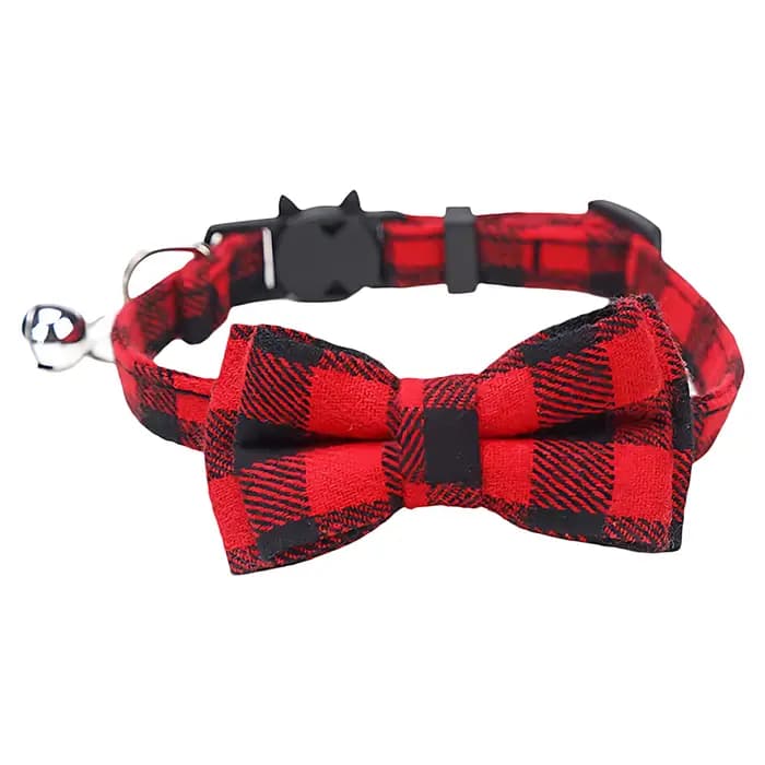 Collier réglable pour chat, collier à nœud papillon à carreaux britanniques, collier à cloche pour a