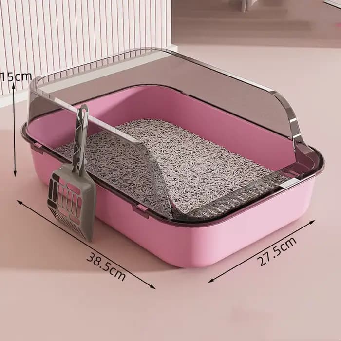 Bac à litière pour chat avec spatule à litière pour chat bac à sable semi-fermé pour chats lapin pet