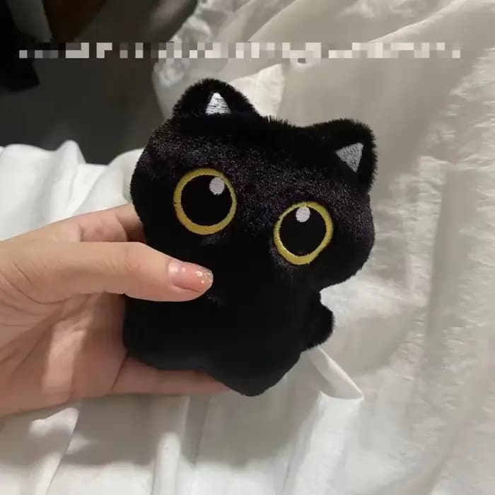 Peluche chat noir mignon de 10 cm, petite poupée, coussin câlin, pendentif, peluche Kapibara pour ga