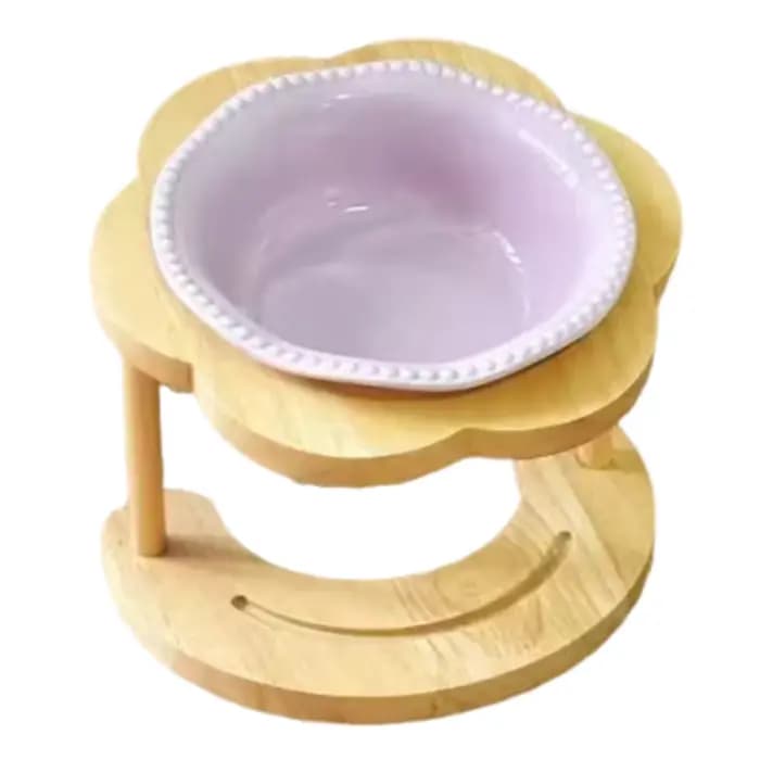 Bol en céramique anti-vomissement pour chat, incliné à 15 degrés, antidérapant, en forme de fleur, a
