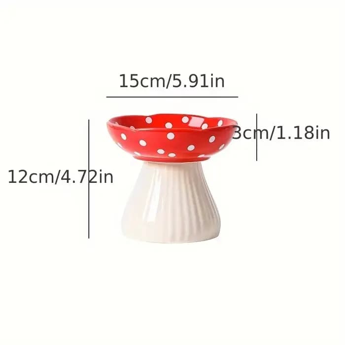 Bol à chat en forme de champignon de 6 pouces, étagère surélevée en céramique, bol de nourriture sur