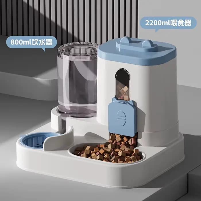 Distributeur automatique de nourriture pour chats avec fontaine à eau intégrée et design anti-dévers