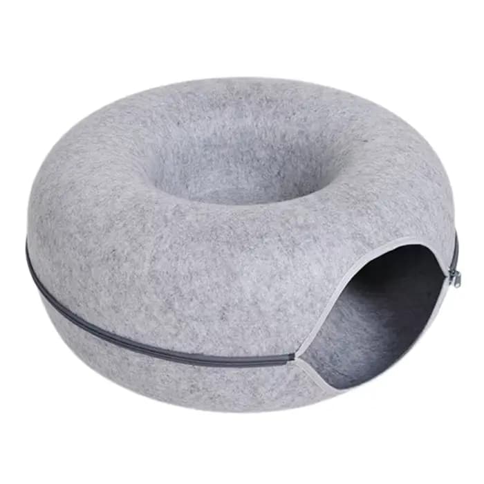 Nouveau tunnel interactif rond pour chat, nid douillet en feutre pour chatons, lit, maison, griffoir
