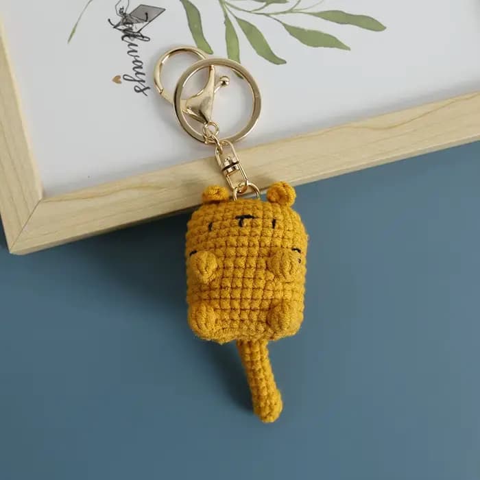 Pendentif chat au crochet, porte-clés mignon en forme de dessin animé, pendentif animal tricoté, déc