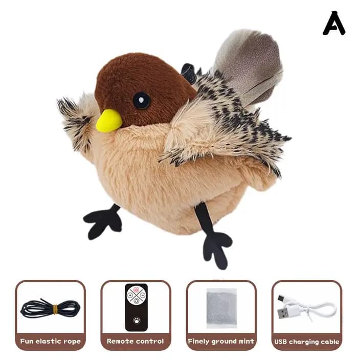 Flappy oiseau interactif chat jouet télécommande USB Rechargeable chat en peluche battement oiseau j
