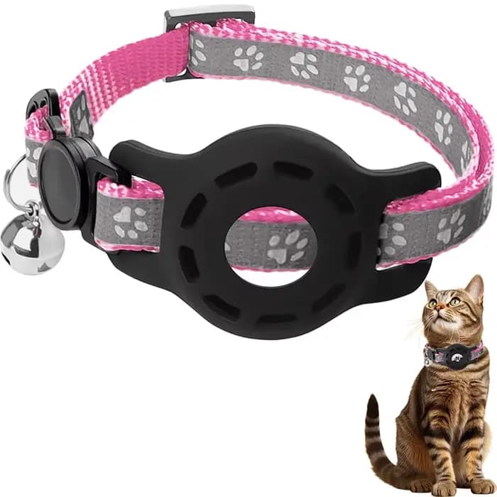 Collier de chat AirTag avec cloches, collier de chat à boucle de sécurité avec support Airtag, colli