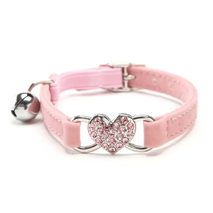 Collier pour chat en forme de cœur avec cloche, collier de sécurité élastique réglable, collier en v