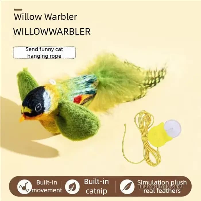 Jouet interactif d'intérieur pour chat, oiseaux sonores avec herbe à chat, pour la poursuite et le t