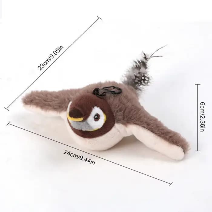 Jouet en peluche pour chat, Simulation d'oiseau, moineau, ailes battantes, jouets pour chaton, jouet
