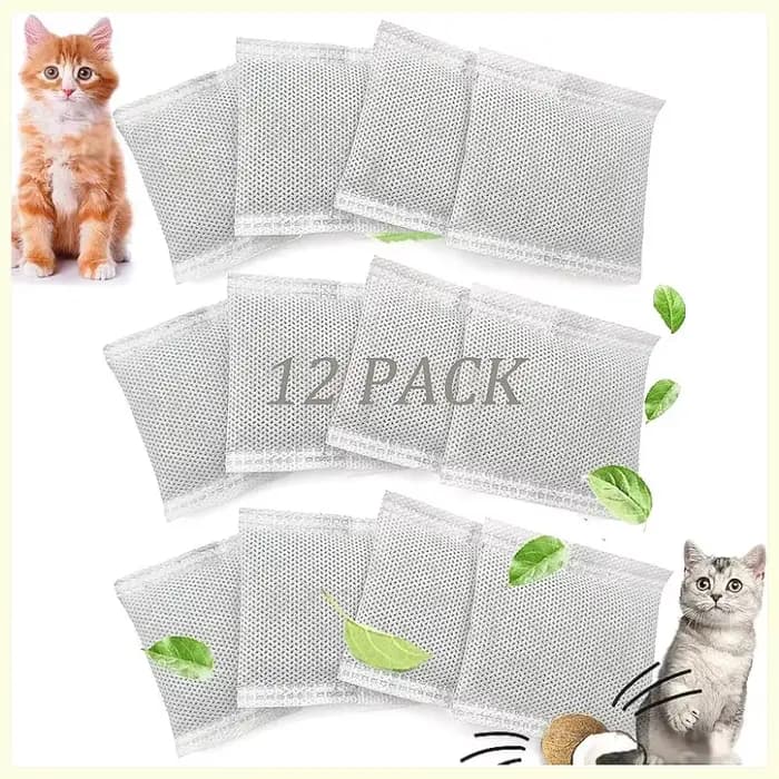Lot de 12 éliminateurs d'odeurs universels pour litière à chat avec couvercle, recharges de filtres 