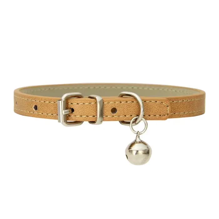 Collier de chat mignon en Faux cuir solide, colliers réglables pour animaux de compagnie avec cloche