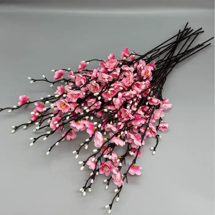Fleur de prunier artificielle 21.7 pouces, fausses fleurs d'hiver en plastique à longue tige pour la