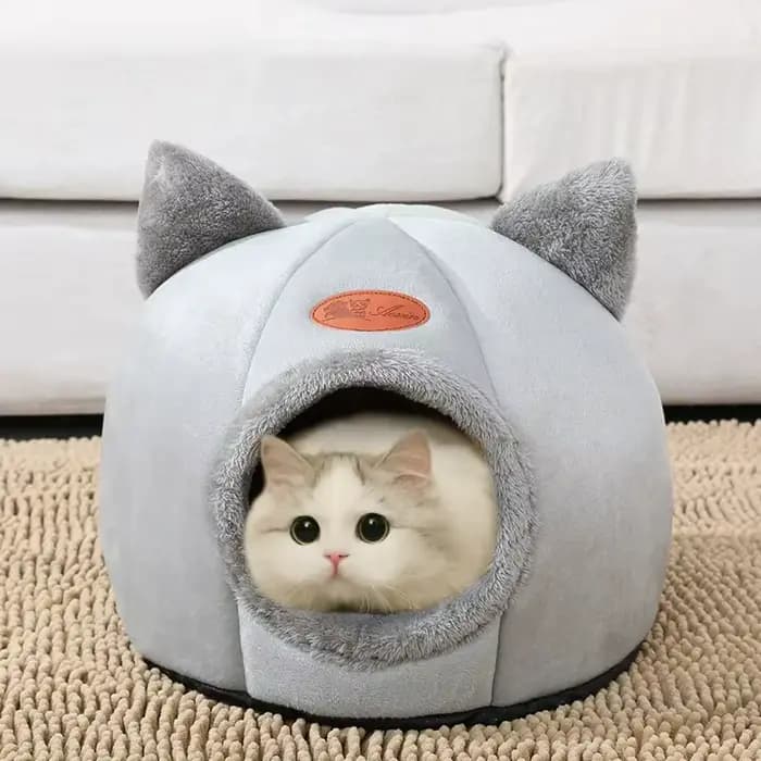 Tente pour animaux de compagnie, Nid douillet semi-fermé, Lit pour chat et petit chien, Confort pour