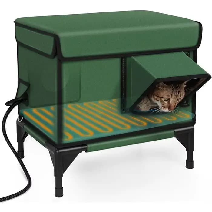 Litière pour chat Chauffage et isolation extérieures Litière pour chat Cage pliable Salle de livrais