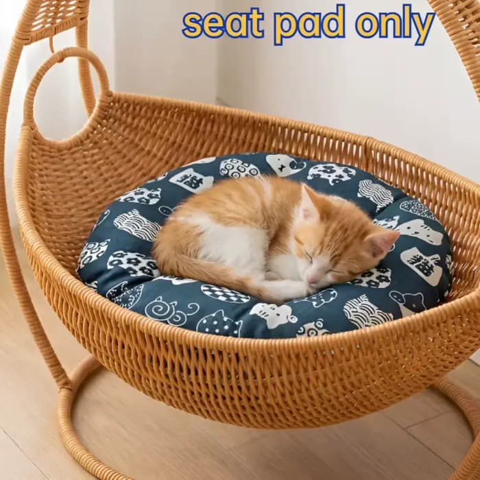 Panier-lit pour chat en rotin tressé avec coussin moelleux
