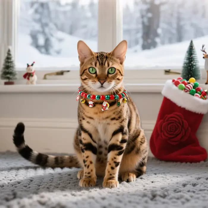 Collier cloche de noël multicolore pour chat
