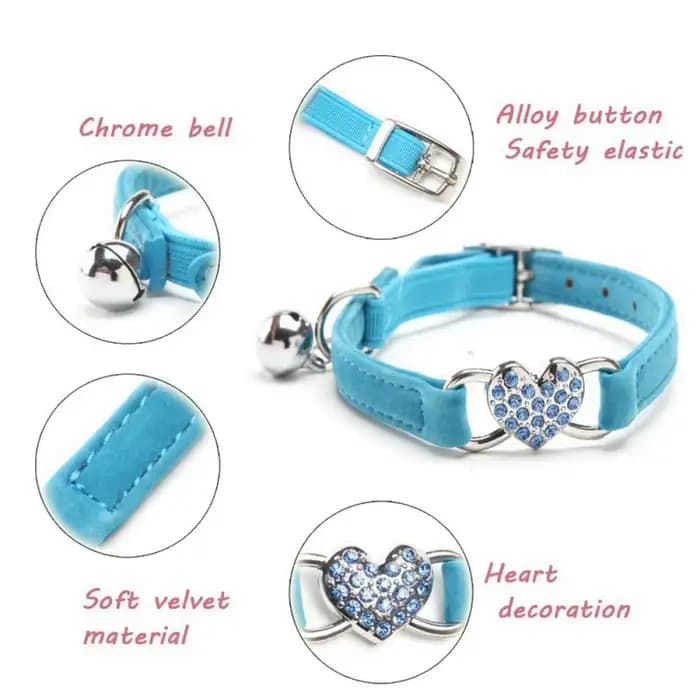 Collier pour chat en forme de cœur avec cloche