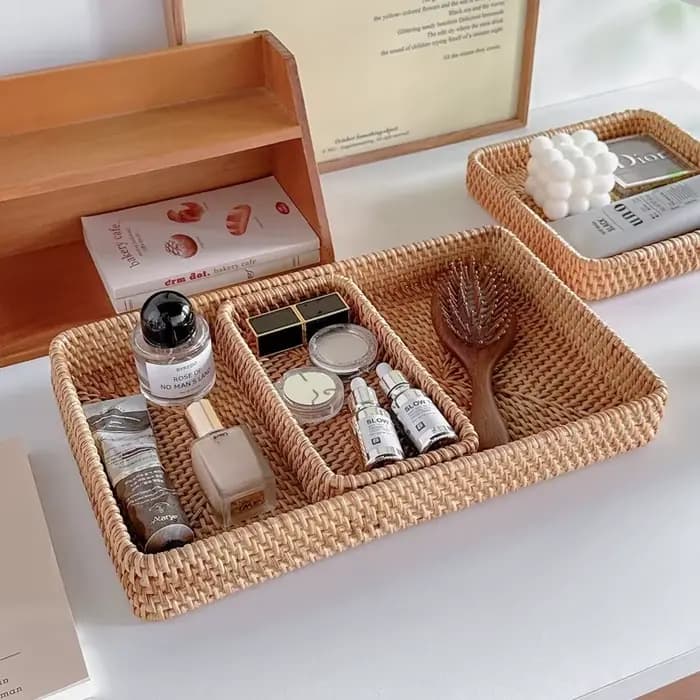 Boîte de rangement de bureau en rotin