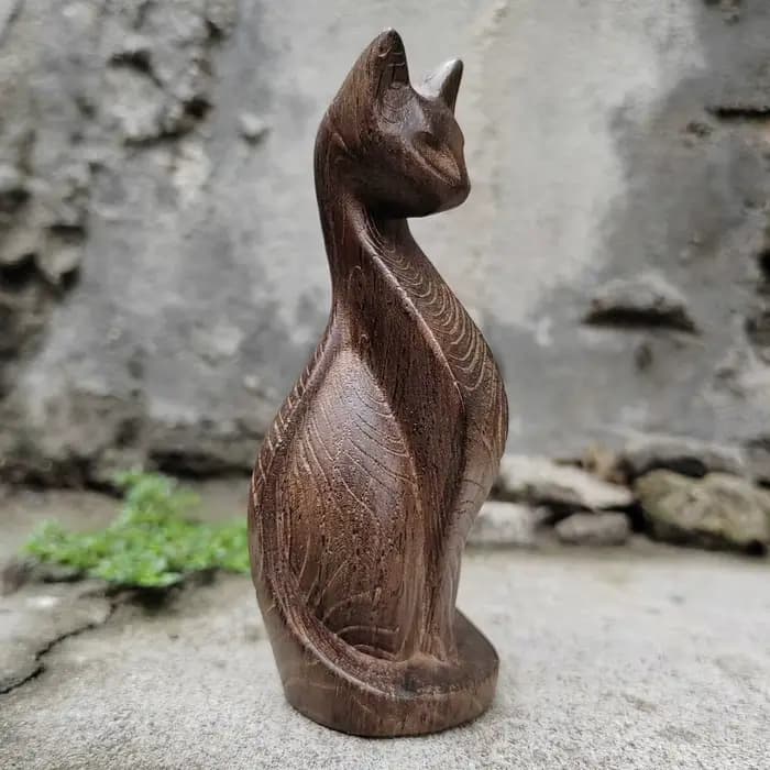 Ornement de chat en bois sculpté à la main de 3