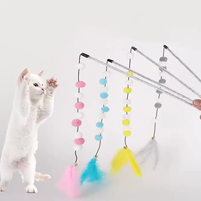 Jouet coule avec clochette et plumes pour chat