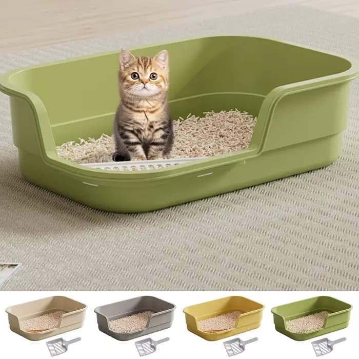 Bac à litière semi-fermé pour chat