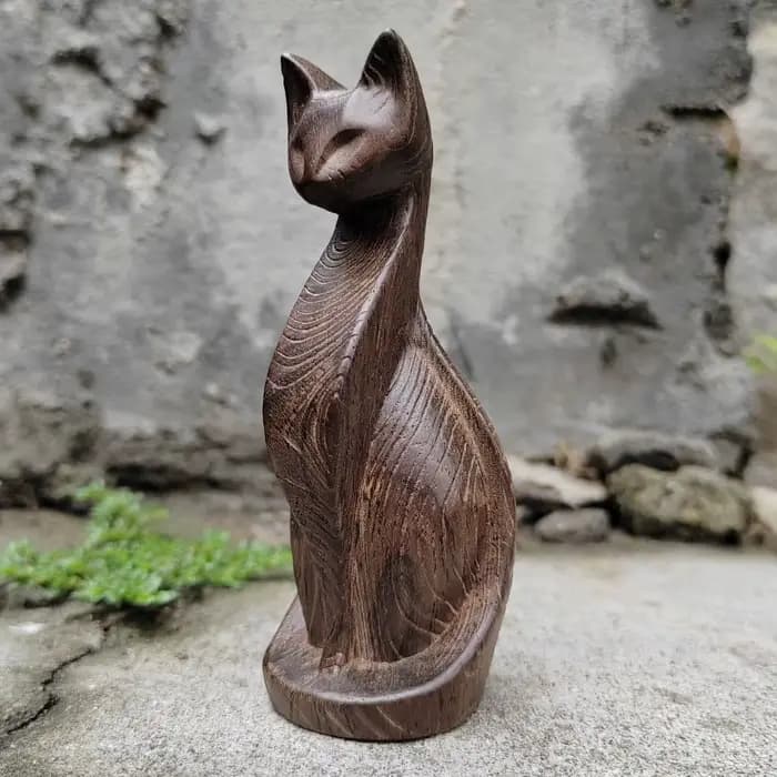 Ornement de chat en bois sculpté à la main de 3