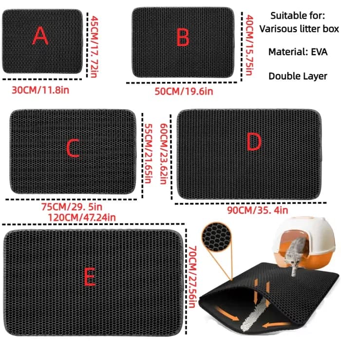Tapis de litière pour chat 70x120cm