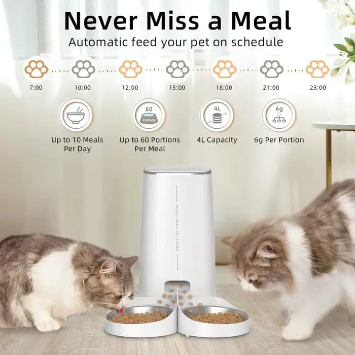 ROJECO mangeoire automatique pour chat distributeur intelligent de nourriture pour animaux de compagnie avec bouton WiFi télécommande accessoires pour chats et chiens